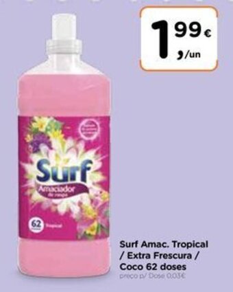 Aqui é fresco Surf Amac. Tropical / Extra Frescura / Coco 62 doses promoção