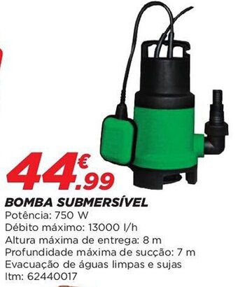 Bricomarché BOMBA SUBMERSÍVEL Potência: 750 W promoção