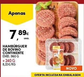 Continente HAMBÚRGUER DE BOVINO CONTINENTE EMB.: 960 G promoção