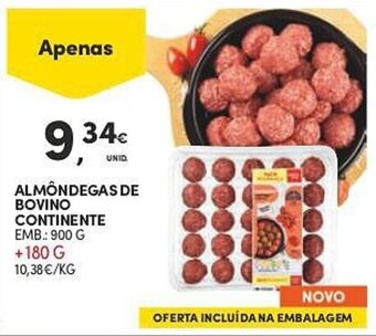 Continente ALMÔNDEGAS DE BOVINO CONTINENTE EMB: 900 G promoção