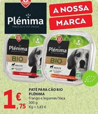 E.Leclerc PATE PARA CÃO BIO PLÉNIMA 300g promoção