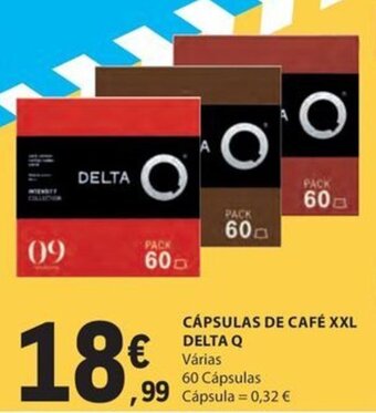 E.Leclerc CÁPSULAS DE CAFÉ XXL DELTA Q Várias 60 Cápsulas promoção