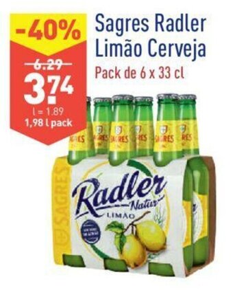 ALDI Sagres Radler Limão Cerveja 6x33cl promoção