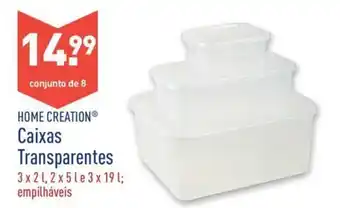 ALDI Home Creation Caixas Transparentes 3x2L, 2x5L e 3x19L promoção