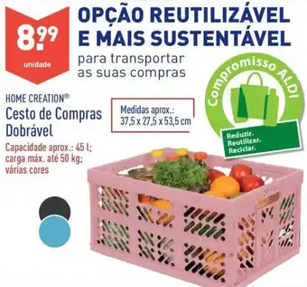ALDI Home Creation Cesto de Compras Dobrável 45L/50kg promoção