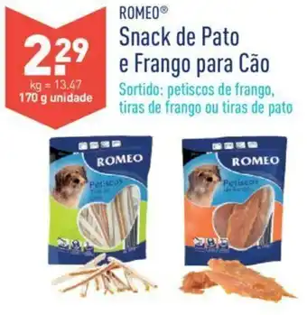 ALDI Romeo Snack de Pato e Frango para Cão 170g promoção