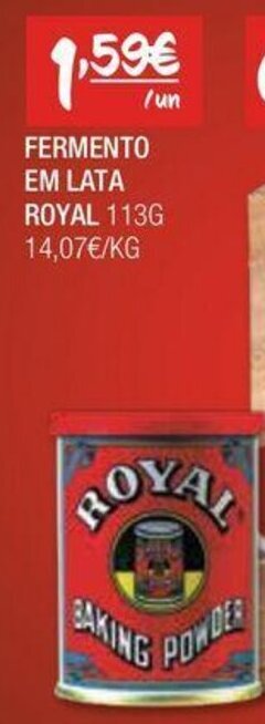 Spar FERMENTO EM LATA ROYAL 113G promoção