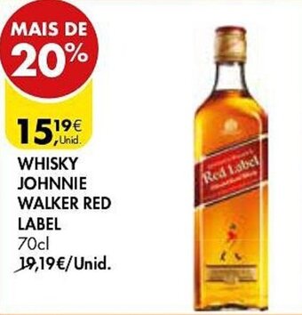 Pingo Doce WHISKY JOHNNIE WALKER RED LABEL 70cl promoção