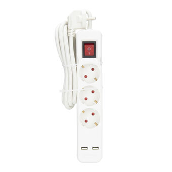 Continente Bloco 3 tomadas e 2 entradas usb com interruptor 2m branco promoção
