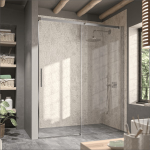 Brico Depôt Frontal de ducha + puerta corredera luna sin decorado 100 cm sin lateral promoção