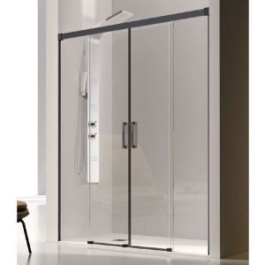 Brico Depôt Frontal de ducha 2 fijos + 2 puertas correderas glasé perfil negro 170 cm promoção