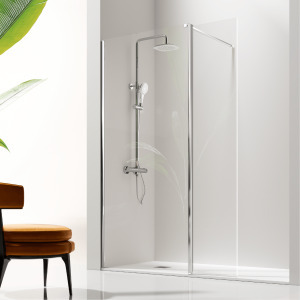 Brico Depôt Panel fijo de ducha + puerta abatible giro 125 cm sin decorado promoção