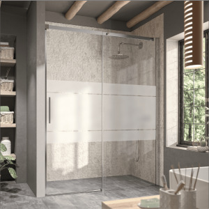 Brico Depôt Frontal de ducha + puerta corredera luna con decorado 125 cm sin lateral promoção