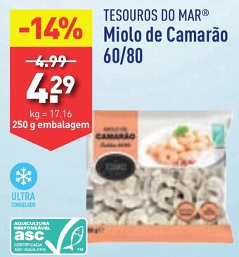 ALDI TESOUROS DO MAR Miolo de Camarão 60/80 promoção