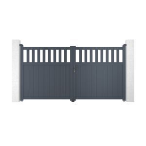 Brico Depôt Pacote de portão de batente santis 300b160 + 2 postes h.190cm cinza promoção