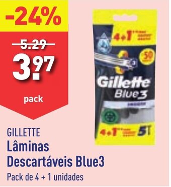 GILLETTE Lâminas Descartáveis Blue3 Pack de 4 + 1 unidades