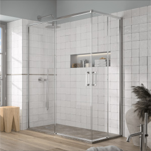 Brico Depôt Angular de ducha 2 fijos + 2 puertas correderas yoko 120 x 90 cm promoção