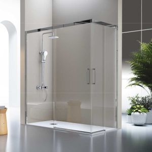Brico Depôt Angular de ducha 2 fijos + 2 puertas correderas luka 100 x 70 cm promoção