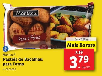 Lidl Monissa Pastéis de Bacalhau para Forno Emb. 320 g promoção