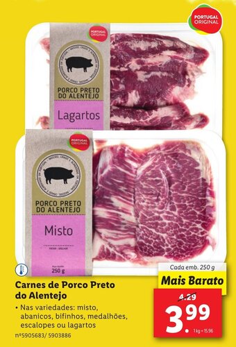Lidl Carnes de Porco Preto do Alentejo promoção