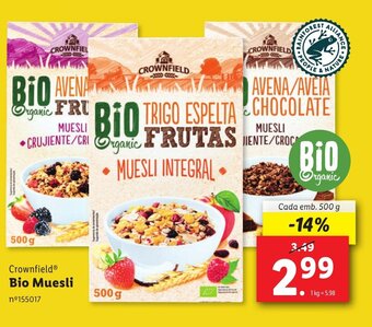 Lidl Crownfield Bio Muesli nº155017 promoção