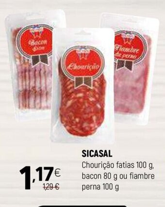 Coviran SICASAL Chourição fatias 100 g, bacon 80 g ou fiambre perna 100 g promoção