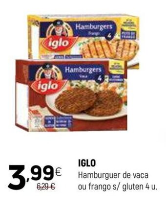 Coviran IGLO Hamburguer de vaca ou frango s/ gluten 4 u. promoção