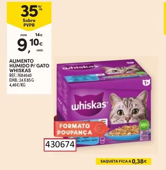 Continente ALIMENTO HÚMIDO P/ GATO WHISKAS 24x85G promoção