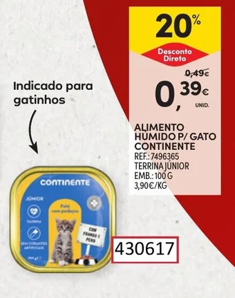 Continente ALIMENTO HÚMIDO P/ GATO CONTINENTE promoção