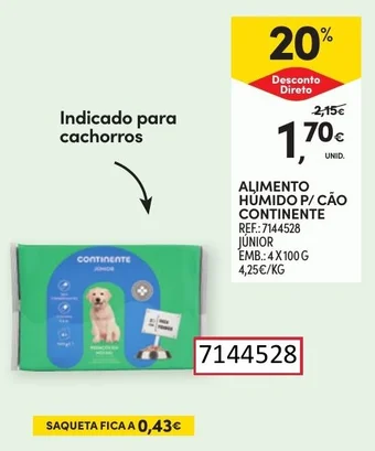 Continente ALIMENTO HÚMIDO P/ CÃO CONTINENTE 4x100g promoção