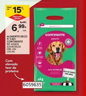 Continente ALIMENTO SECO P/CÃO CONTINENTE 4KG promoção