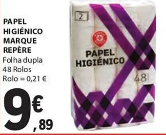 E.Leclerc PAPEL HIGIÉNICO MARQUE REPÈRE Folha dupla 48 Rolos promoção