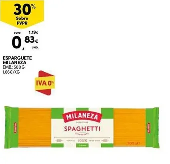 Continente ESPARGUETE MILANEZA EMB.: 500 G promoção