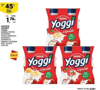 Continente IOGURTE LIQUIDO YOGGI promoção
