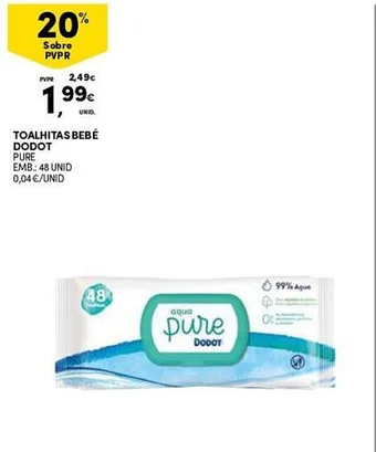 Continente TOALHITAS BEBÉ DODOT PURE EMB.: 48 UNID promoção