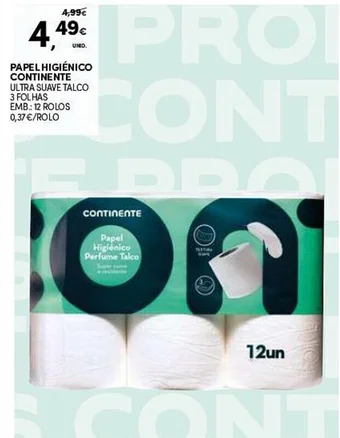 Continente PAPEL HIGIÉNICO CONTINENTE EMB.: 12 ROLOS promoção