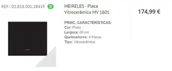 Expert Meireles - Placa Vitocerâmica MV 1601 promoção