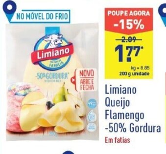 ALDI Limiano Queijo Flamengo -50% Gordura 200g promoção