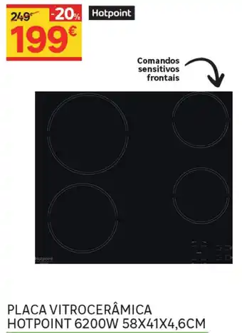 Leroy Merlin Placa Vitrocerâmica Hotpoint 6200W 58x41x4,6cm promoção