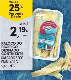 Paloco do Pacífico Desfiado Continente 400g