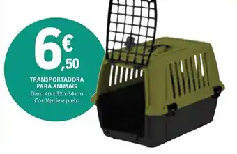 E.Leclerc TRANSPORTADORA PARA ANIMAIS Dim.: 46 x 32 x 34 cm Cor: Verde e preto promoção
