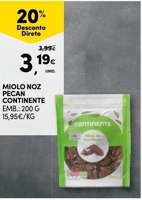 Continente Miolo Noz Pecan Continente 200g promoção