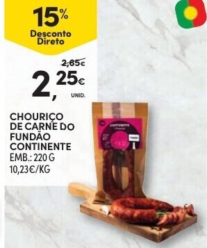 Continente Chouriço de Carne do Fundão Continente 220g promoção