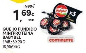 Continente Queijo Fundido Mini Proteína Babybel 5x20g promoção