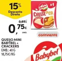 Continente Queijo Mini Babybel + Crackers 40g promoção