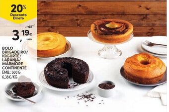 Continente Bolo Brigadeiro/ Iogurte/ Laranja/ Marmore Continente 500g promoção