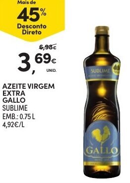 Continente Azeite Virgem Extra Gallo Sublime 0.75L promoção