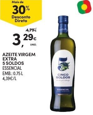 Continente Azeite Virgem Extra 5 Soldos Essencial 0.75L promoção