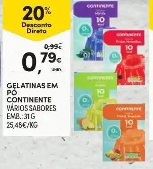 Continente Gelatinas Em Pó Continete 31g promoção