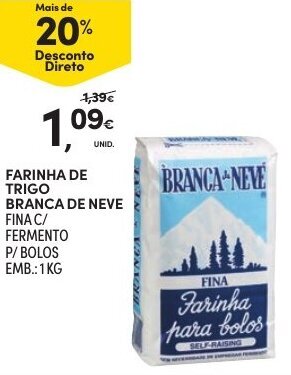 Continente Farinha de Trigo Branca de Neve 1kg promoção
